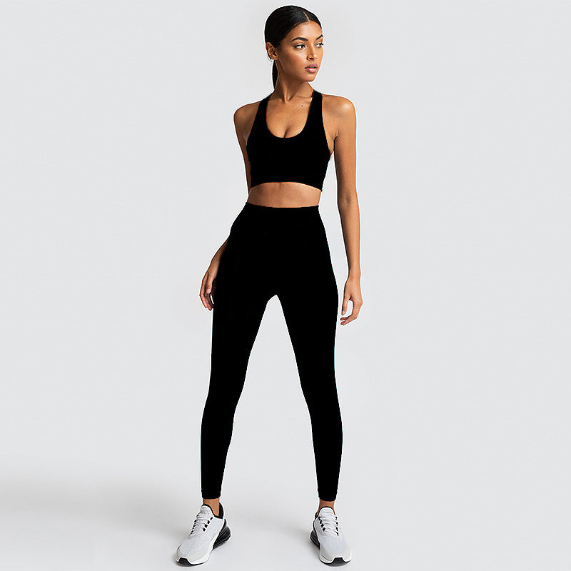 Conjunto de gimnasio sin costuras de nylon para mujer